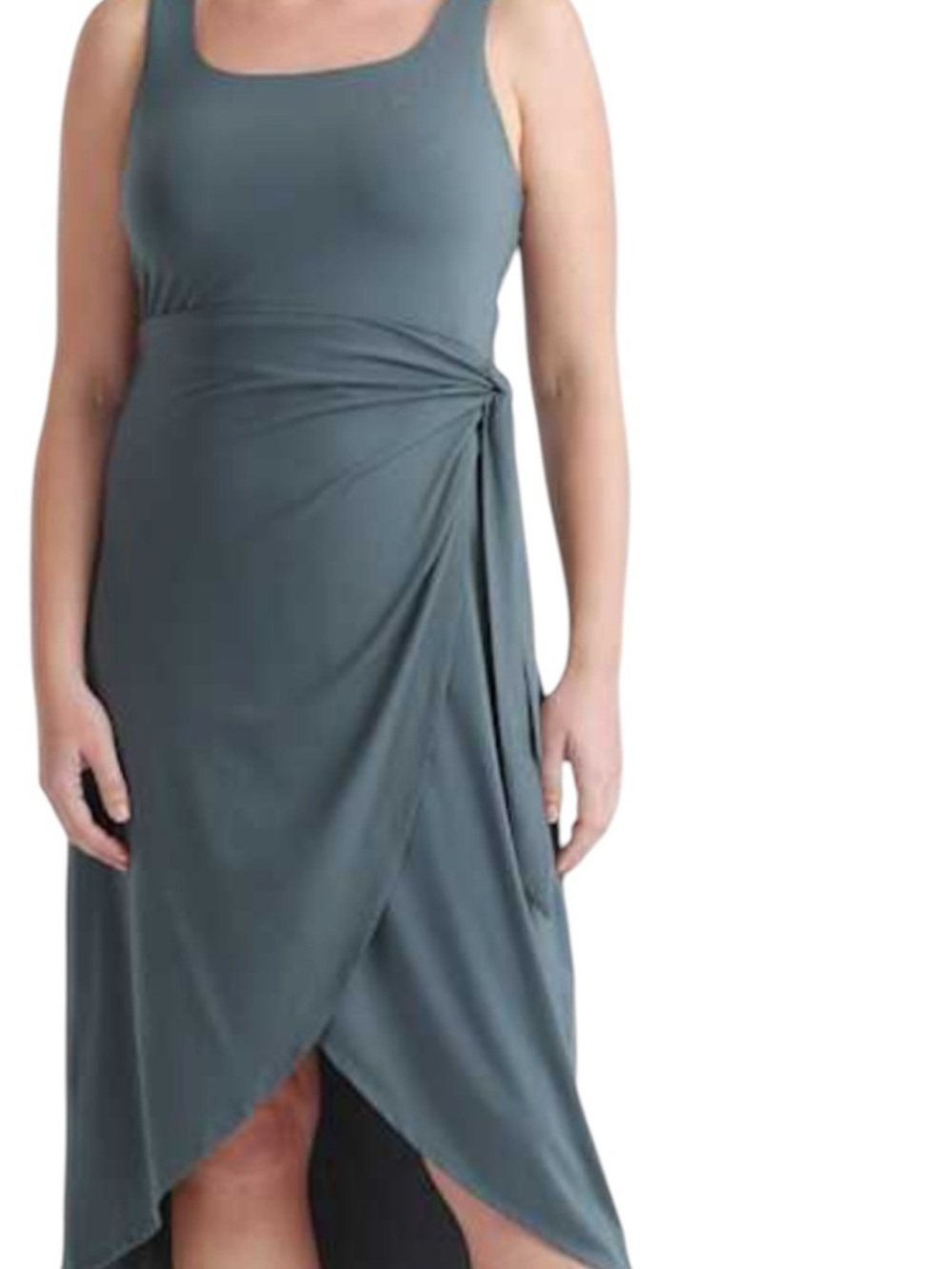 Quince Tencel Jersey Side Tie dress in Dark Olive